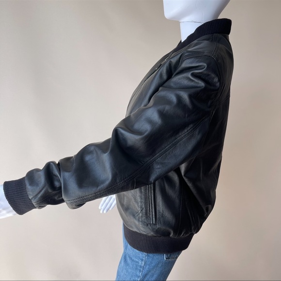LLD ORIGINAL Black Vintage Genuine Leather Bomber Jacket - Picture 5 of 14